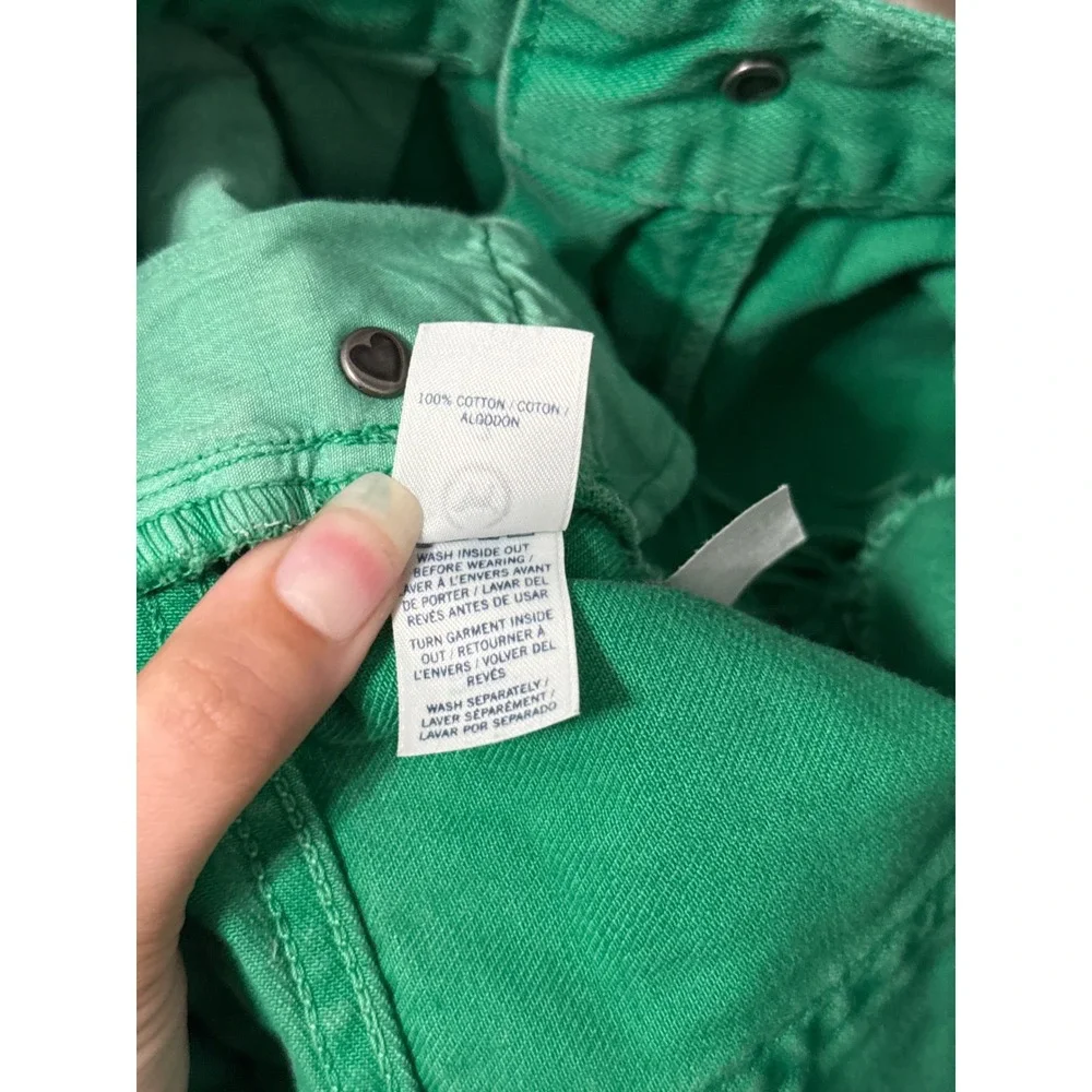 PINK Victoria's Secret Green Denim Y2K Cutoff Mini Shorts Raw Hem Preppy Summer